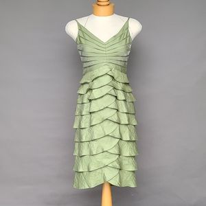 Sage green midi length dress with bolero jacket